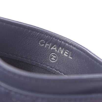 Chanel Goatskin Camellia Embossed Card Holder Dark Blue 6 of 9