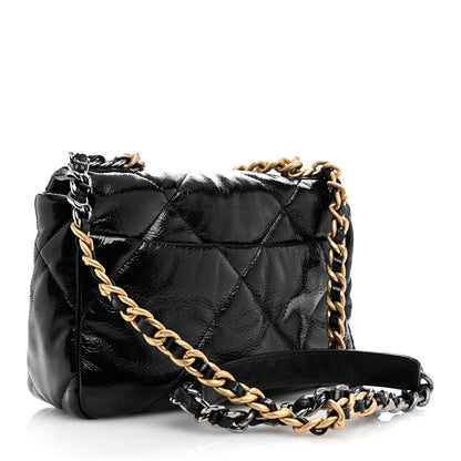 Chanel Shiny Crumpled Calfskin Quilted Medium Chanel 19 Flap Black 5 of 19