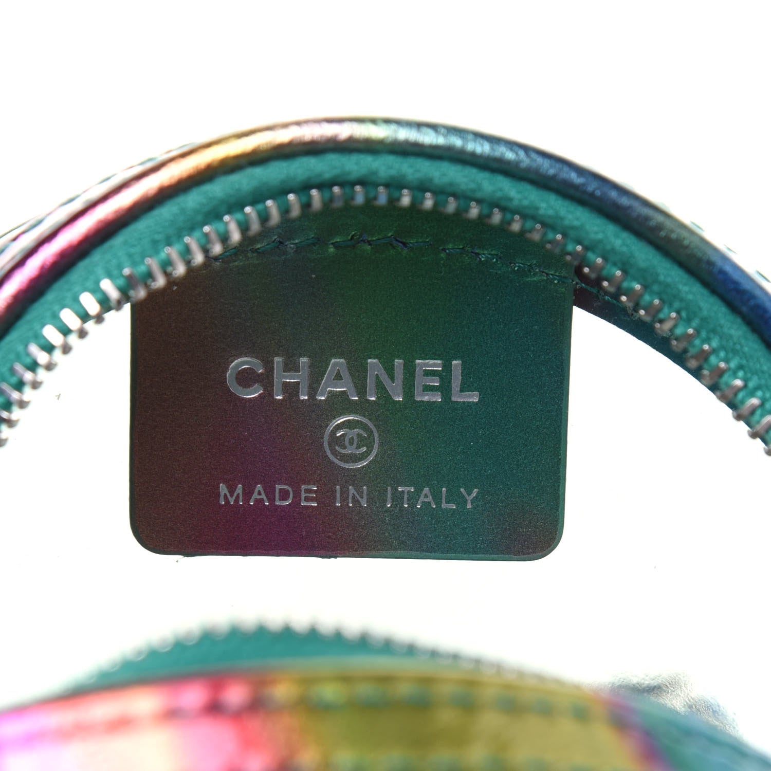 Chanel PVC Calfskin Lambskin Quilted Round Filigree Clutch With Chain Green 6 of 11