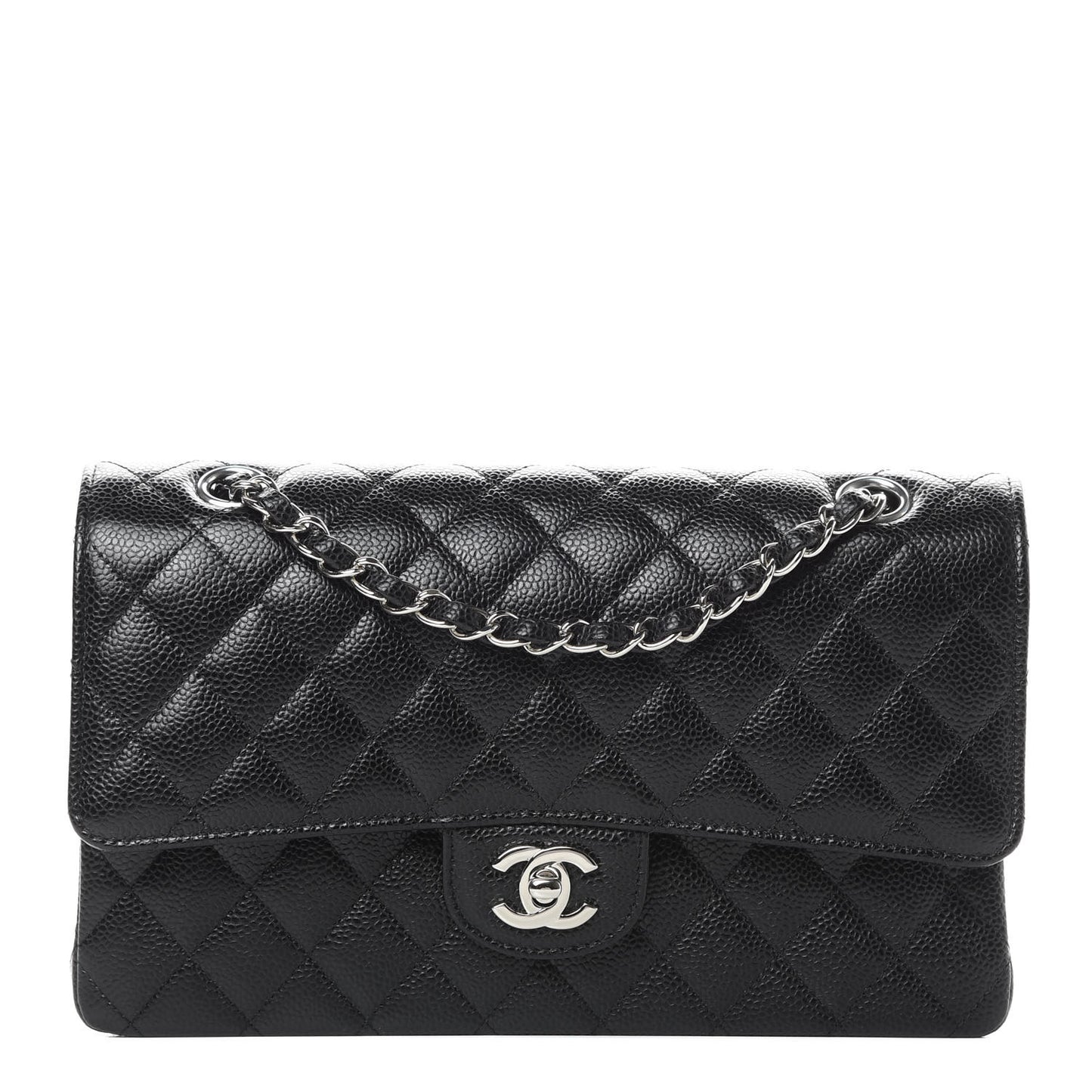 Caviar Quilted Medium Double Flap Black