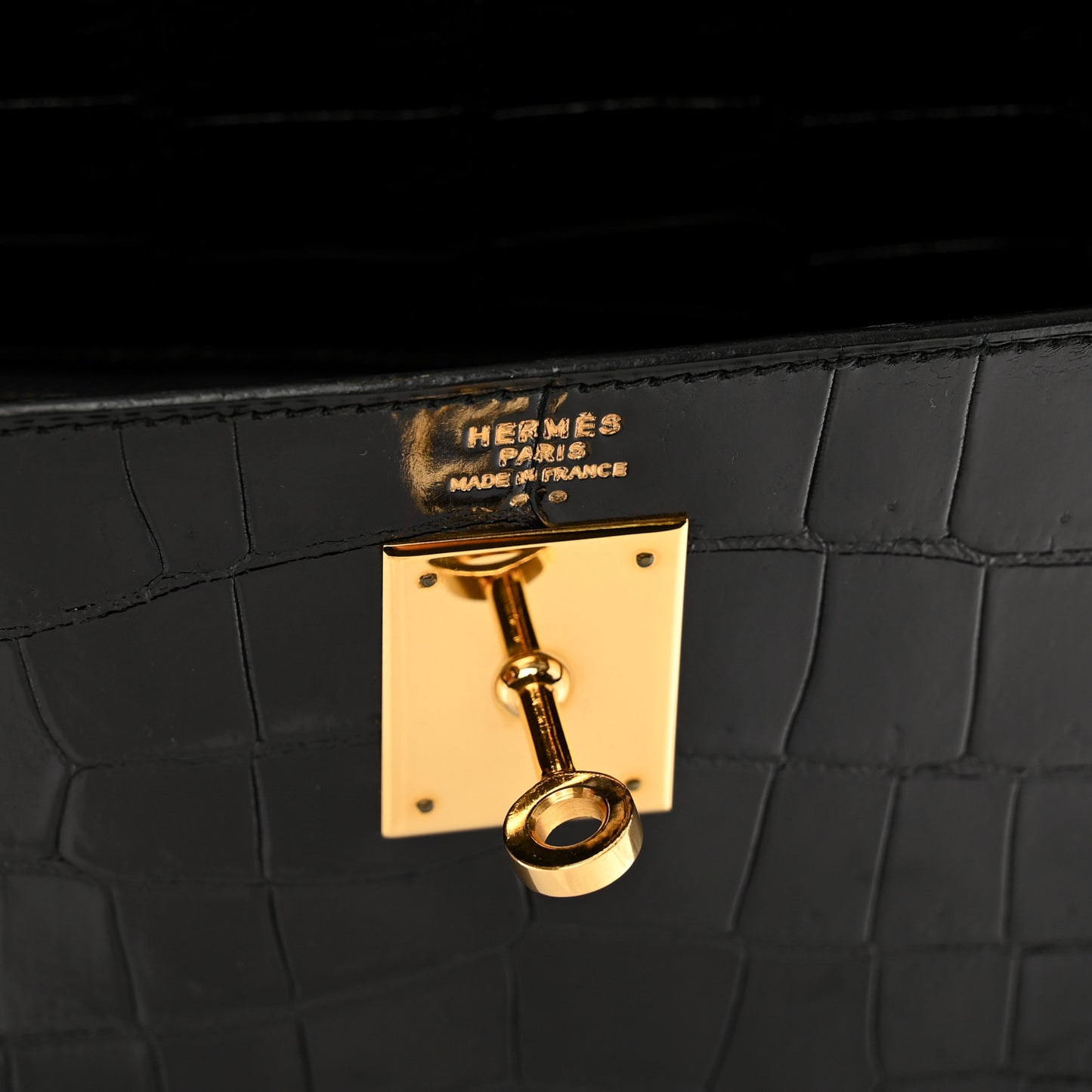 Shiny Niloticus Crocodile Kelly Sellier 32 Black