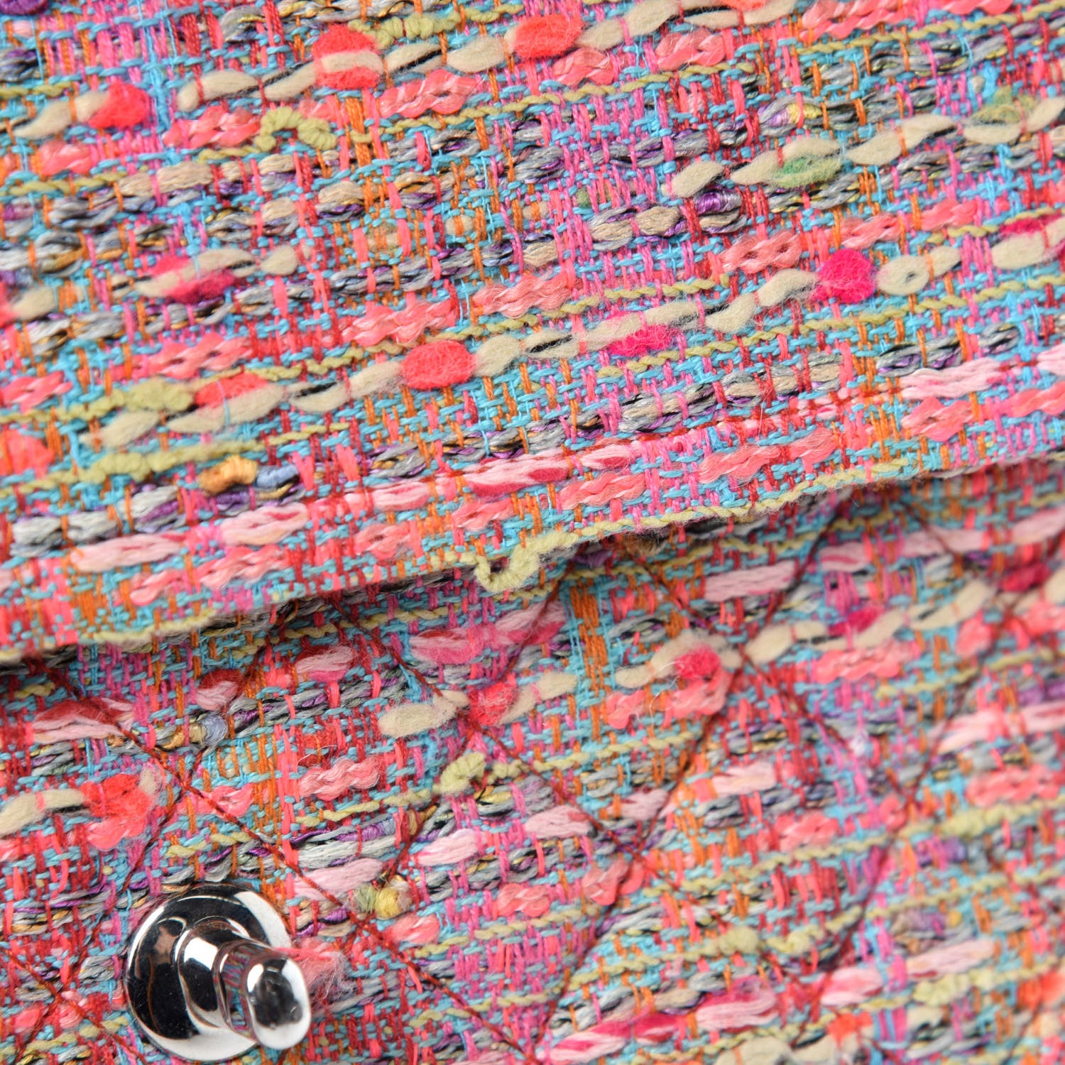 Chanel Tweed Quilted Medium Double Flap Pink 10 of 14