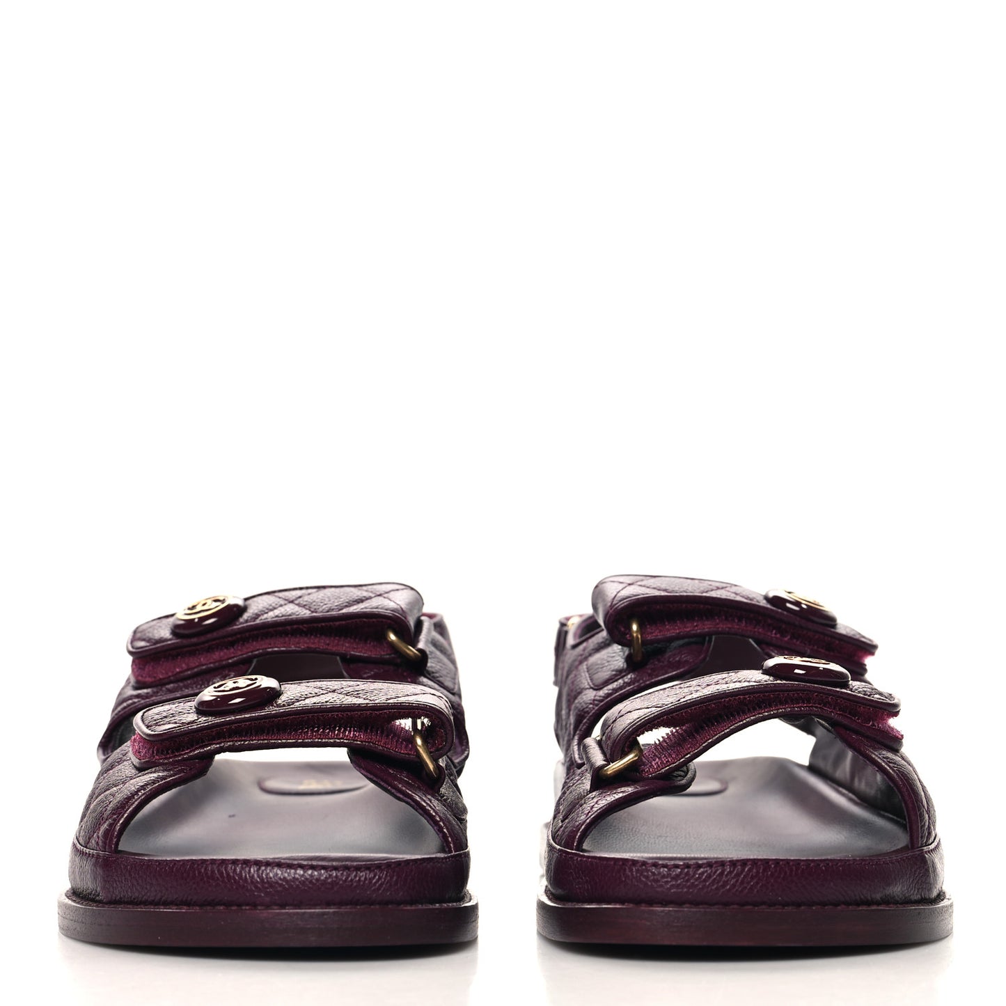 Grained Calfskin Velcro Dad Sandals 40.5 Burgundy