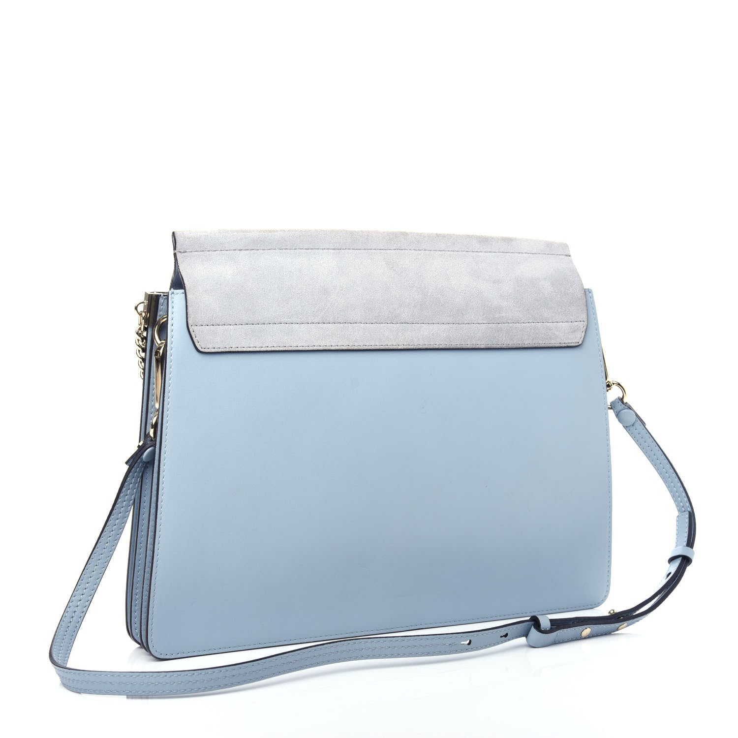 Chloe Suede Calfskin Medium Faye Shoulder Bag Cloudy Blue 3 of 10