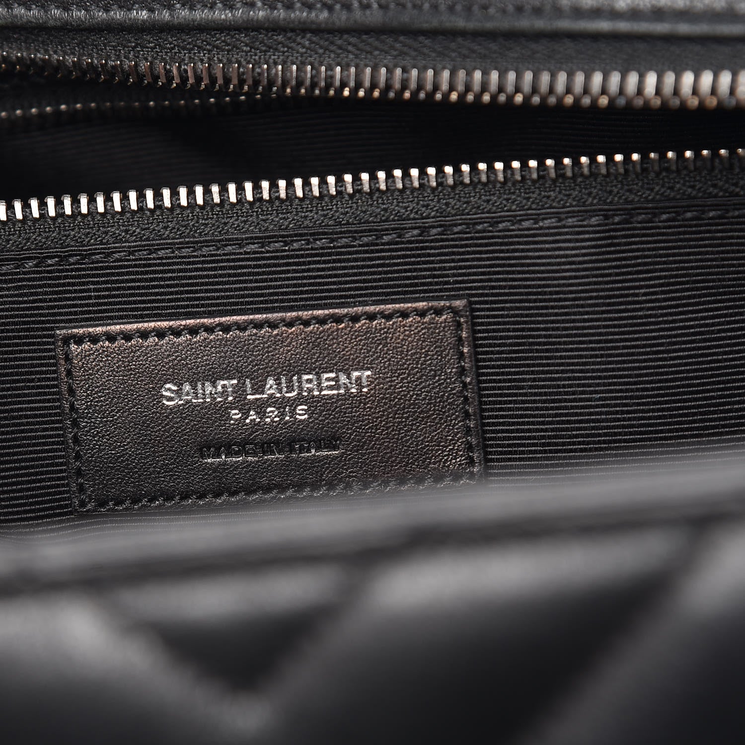 Saint Laurent Sheepskin Matelasse Chevron Large Monogram Shopping Bag Black 8 of 9