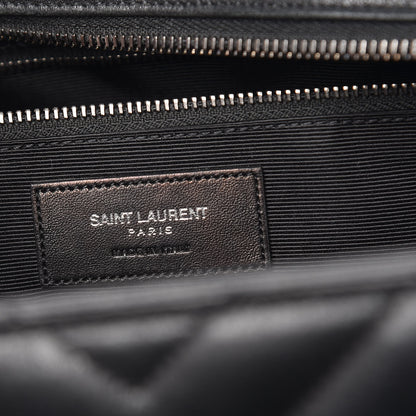 Saint Laurent Sheepskin Matelasse Chevron Large Monogram Shopping Bag Black 8 of 9