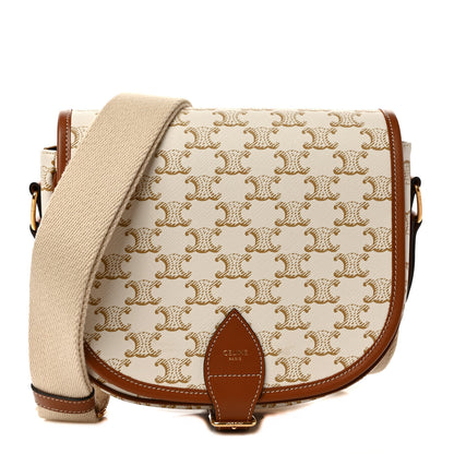 Celine Triomphe Canvas Large Strap Folco Bag White 1 of 8