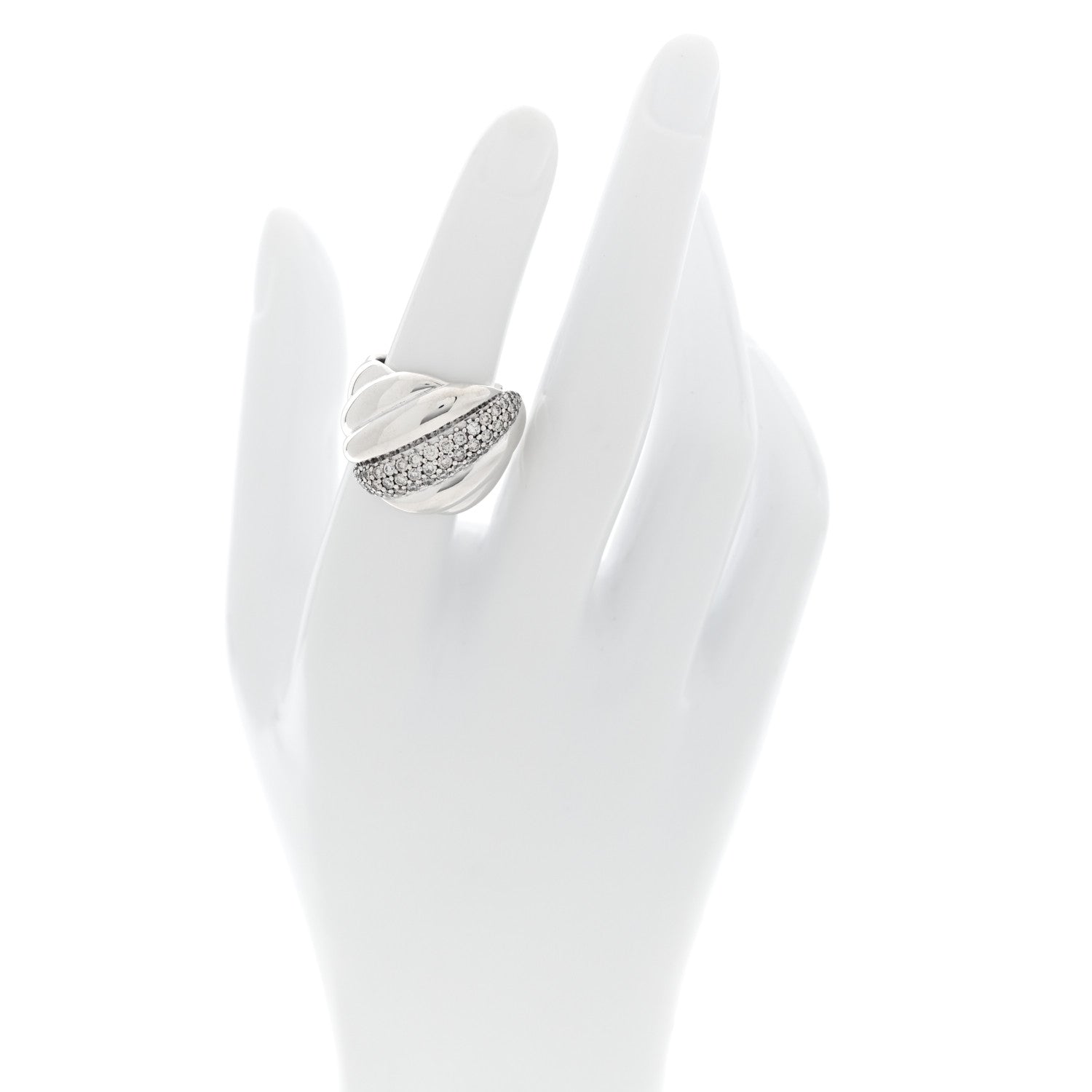 David Yurman Sterling Silver Diamond Sculpted Cable Ring 51 5.75 2 of 5