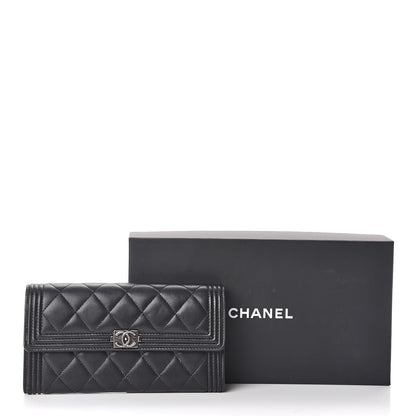 Chanel Lambskin Quilted Boy Flap Wallet Black 10 of 10