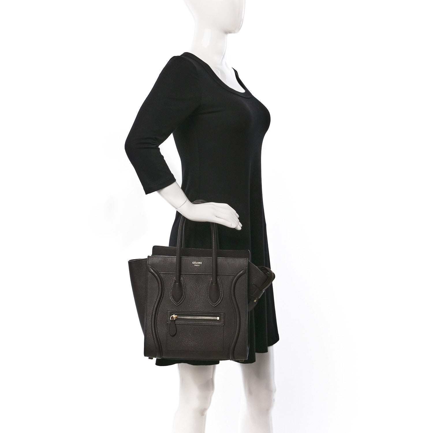 Celine Goatskin Micro Luggage Dark Taupe 2 of 10