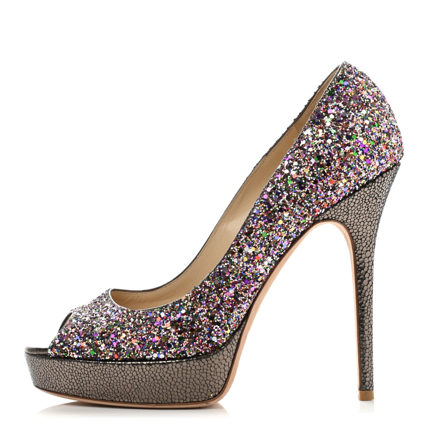Glitter Fabric Vibe Peep Toe Platform Pumps 39 Multicolor