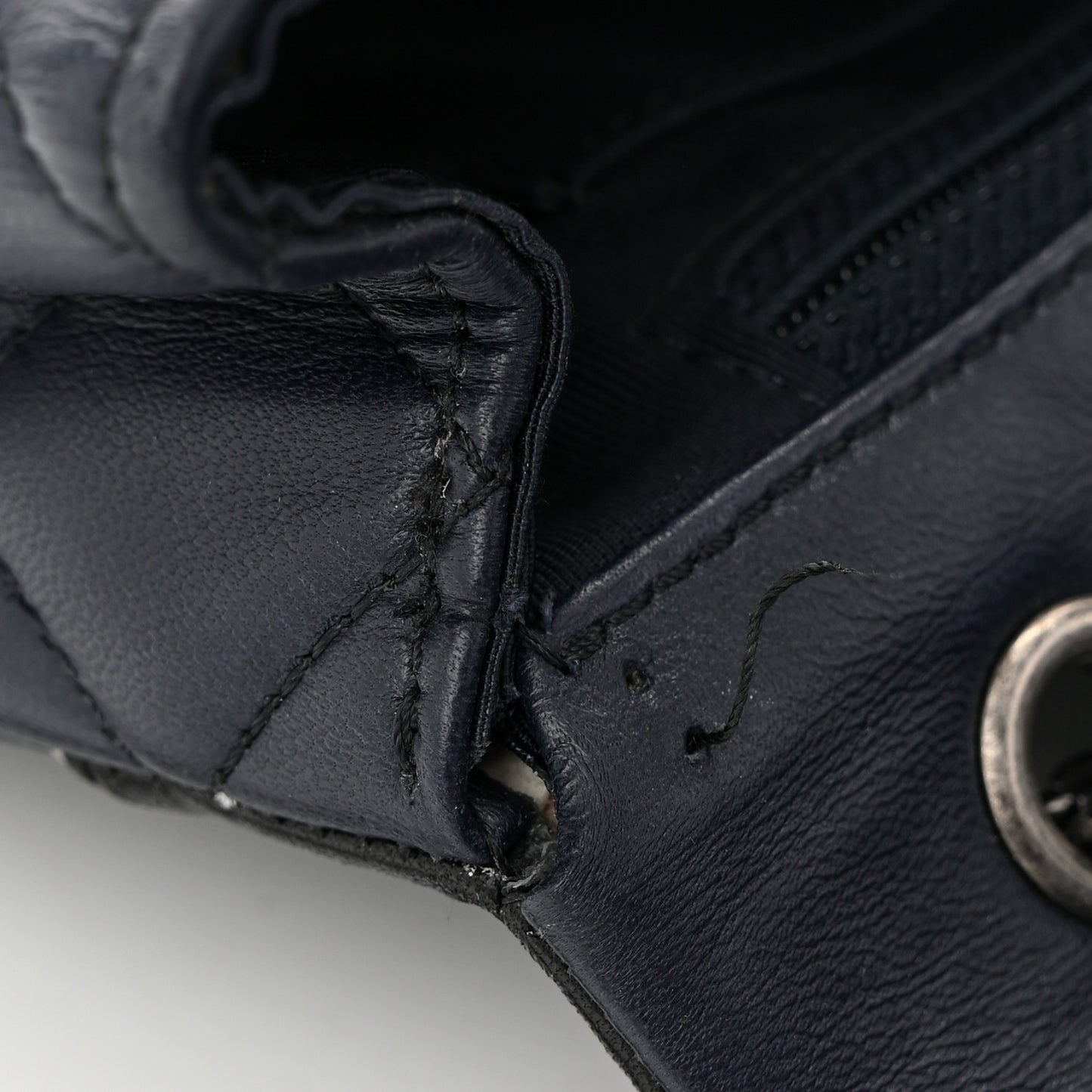 Calfskin Quilted Bi-Color Jumbo Flap Blue Black