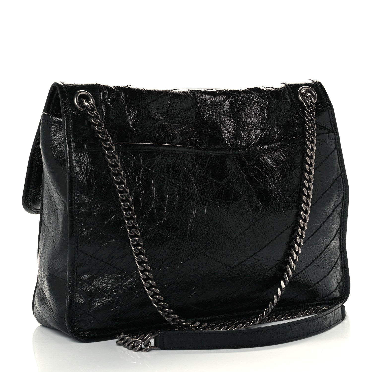 Saint Laurent Crinkled Calfskin Matelasse Monogram Large Niki Chain Satchel Black 3 of 10