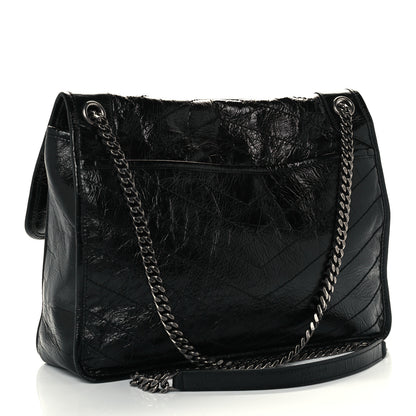 Saint Laurent Crinkled Calfskin Matelasse Monogram Large Niki Chain Satchel Black 3 of 10