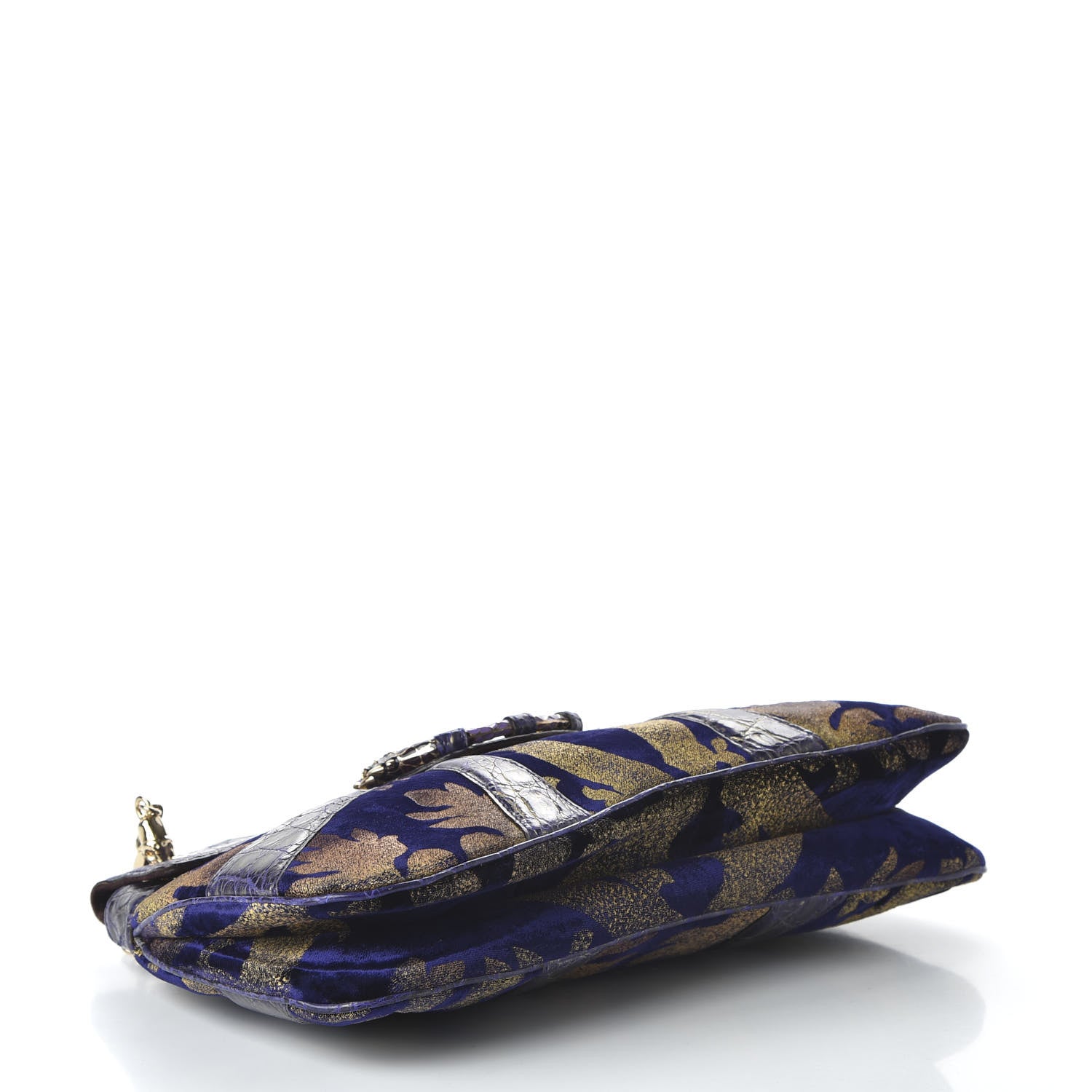 Gucci Velvet Calfskin Crocodile Embossed Limited Edition Tom Ford Jeweled Dragon Bag Purple Gold 4 of 10