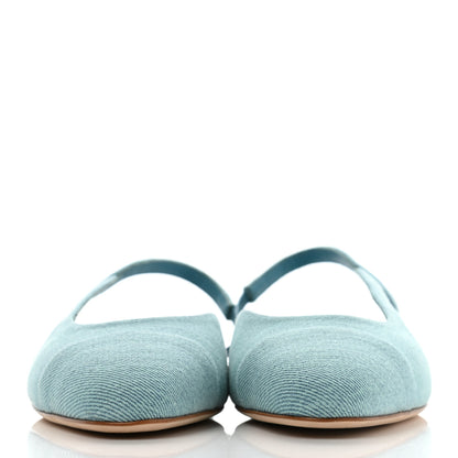 Chanel Denim Cap Toe CC Slingback Flats 36.5 Blue 2 of 7