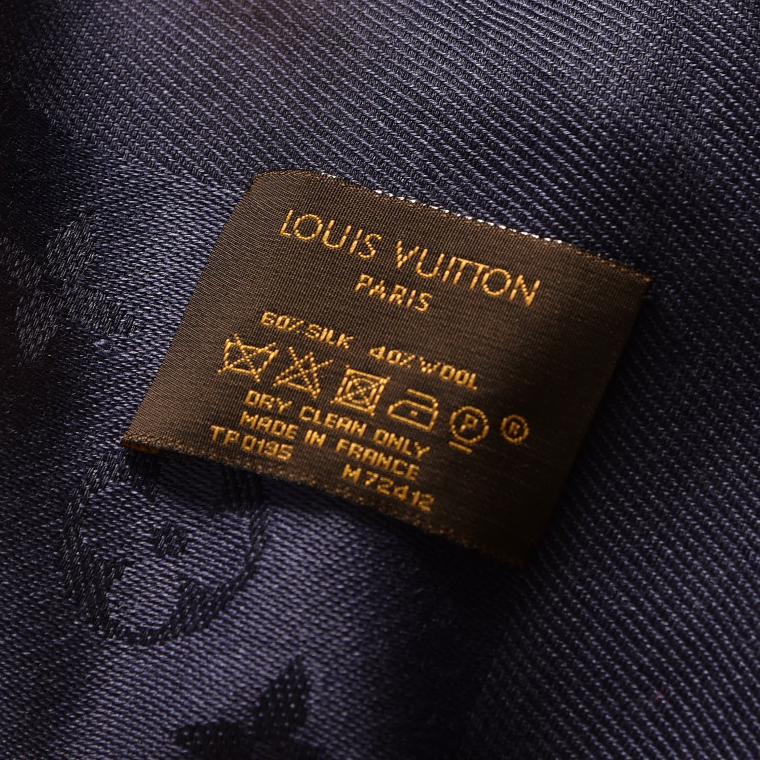 Louis Vuitton Wool Silk Monogram Shawl Blue Nuit 4 of 4