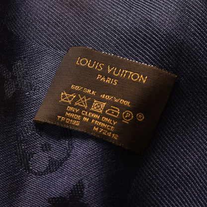 Louis Vuitton Wool Silk Monogram Shawl Blue Nuit 4 of 4
