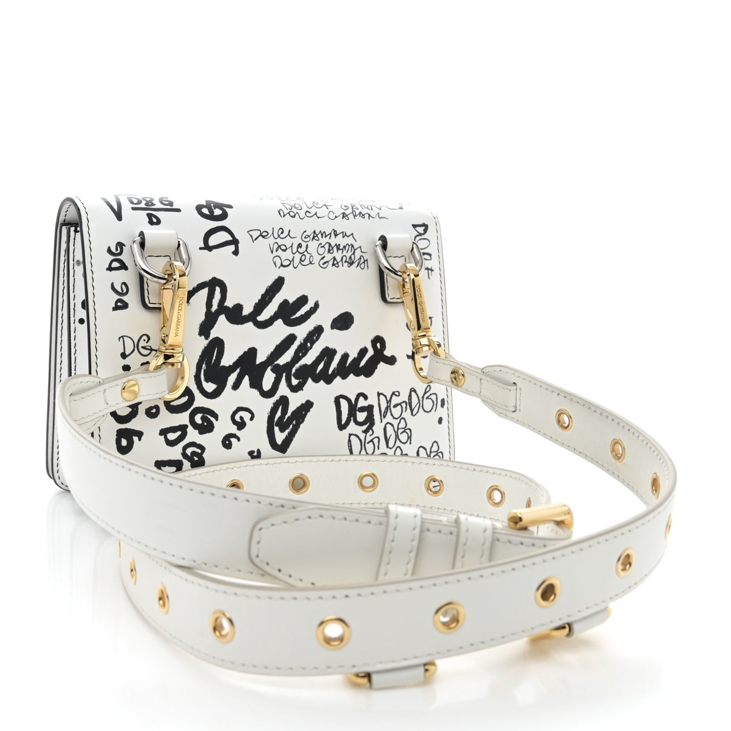 Calfskin DG Graffiti Print 3.5 Crossbody White