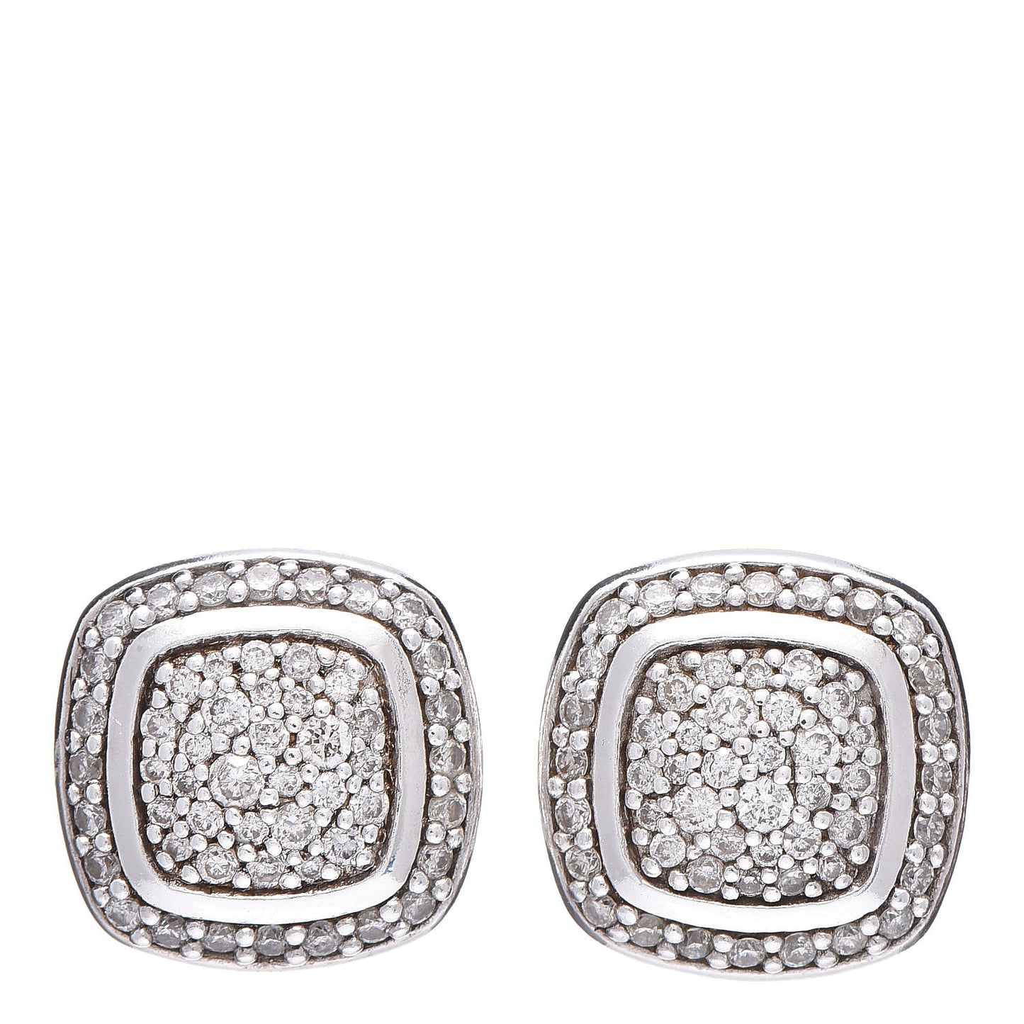 Sterling Silver Diamond 7mm Pave Albion Earrings