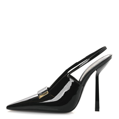 Saint Laurent Vernice Grupy Madame 115mm Slingback Pumps 38 Black 1 of 13