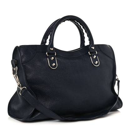 Balenciaga Chevre Silver Metallic Edge Hardware City Bleu Nuit Dark Sea 3 of 14