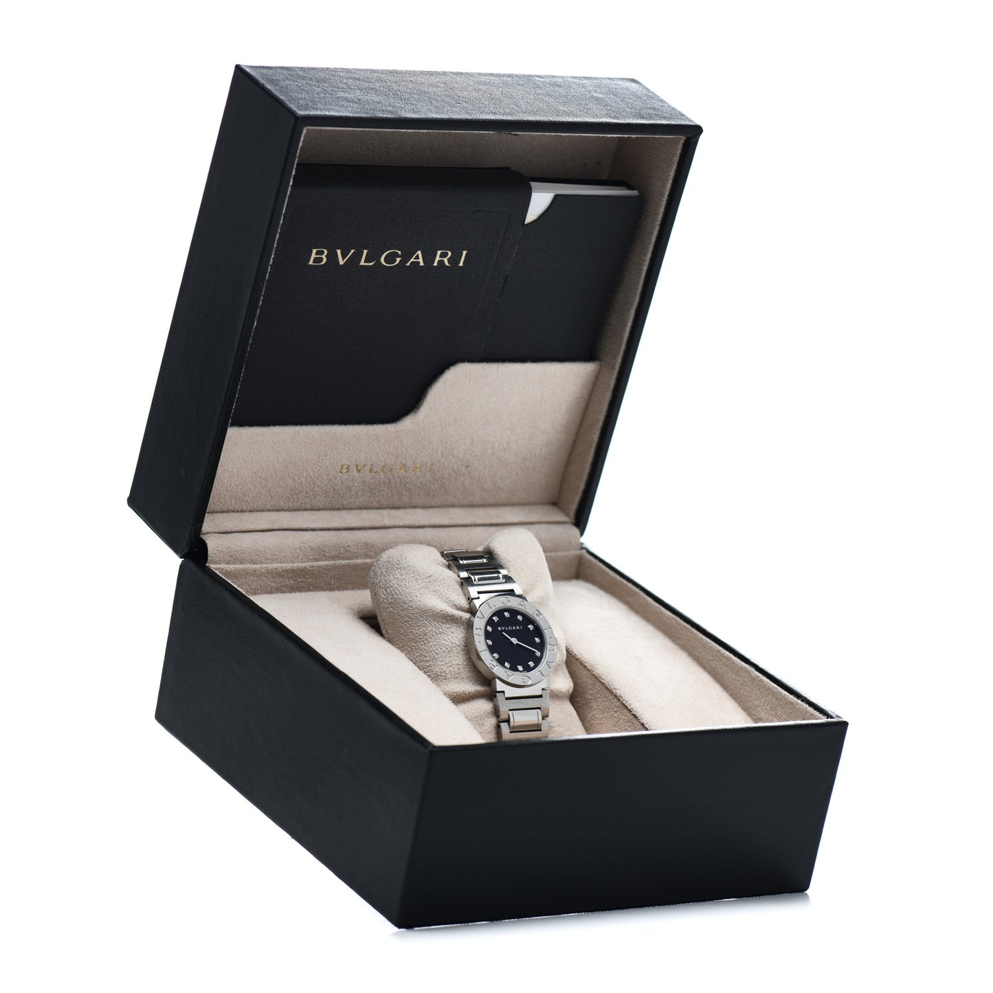 Stainless Steel Diamond 26mm Quartz Watch Black