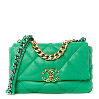 Chanel Lambskin Quilted Medium Chanel 19 Flap Green 1 of 10