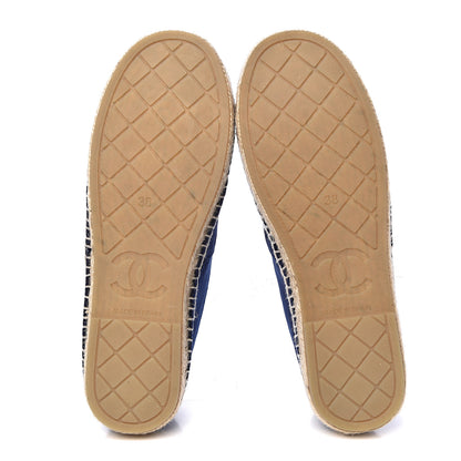 Chanel Velvet Logo Espadrilles 38 Navy Black 5 of 10