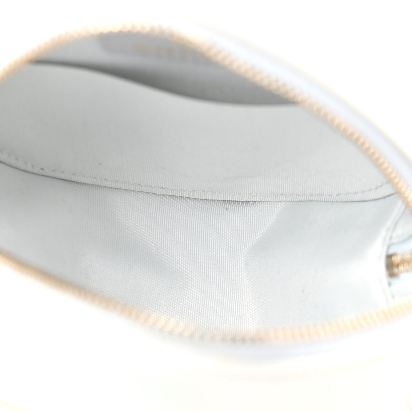 Iridescent Calfskin Quilted Chanel 19 Round Clutch With Chain White