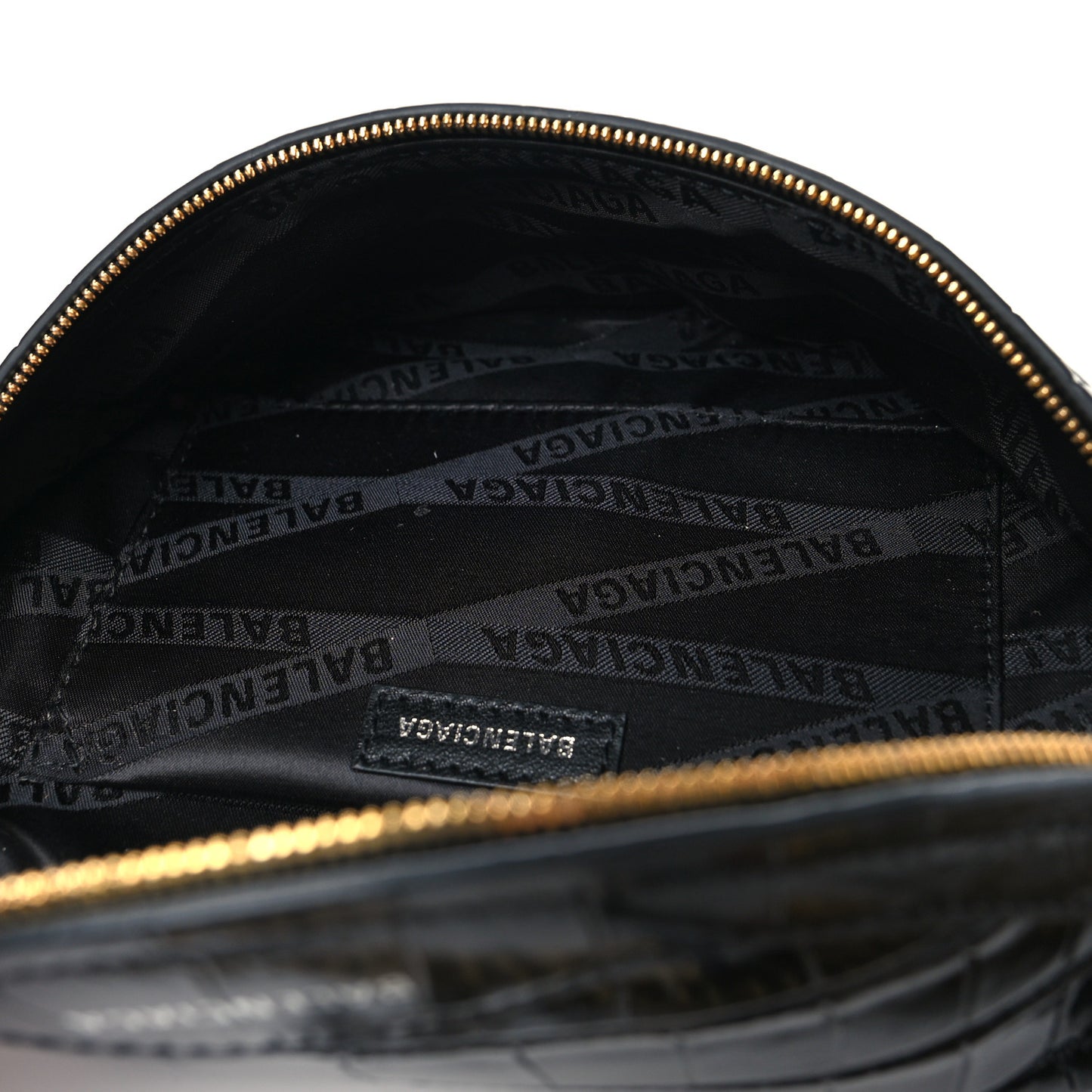 Calfskin Crocodile Embossed Souveniers Charms Belt Bag Black