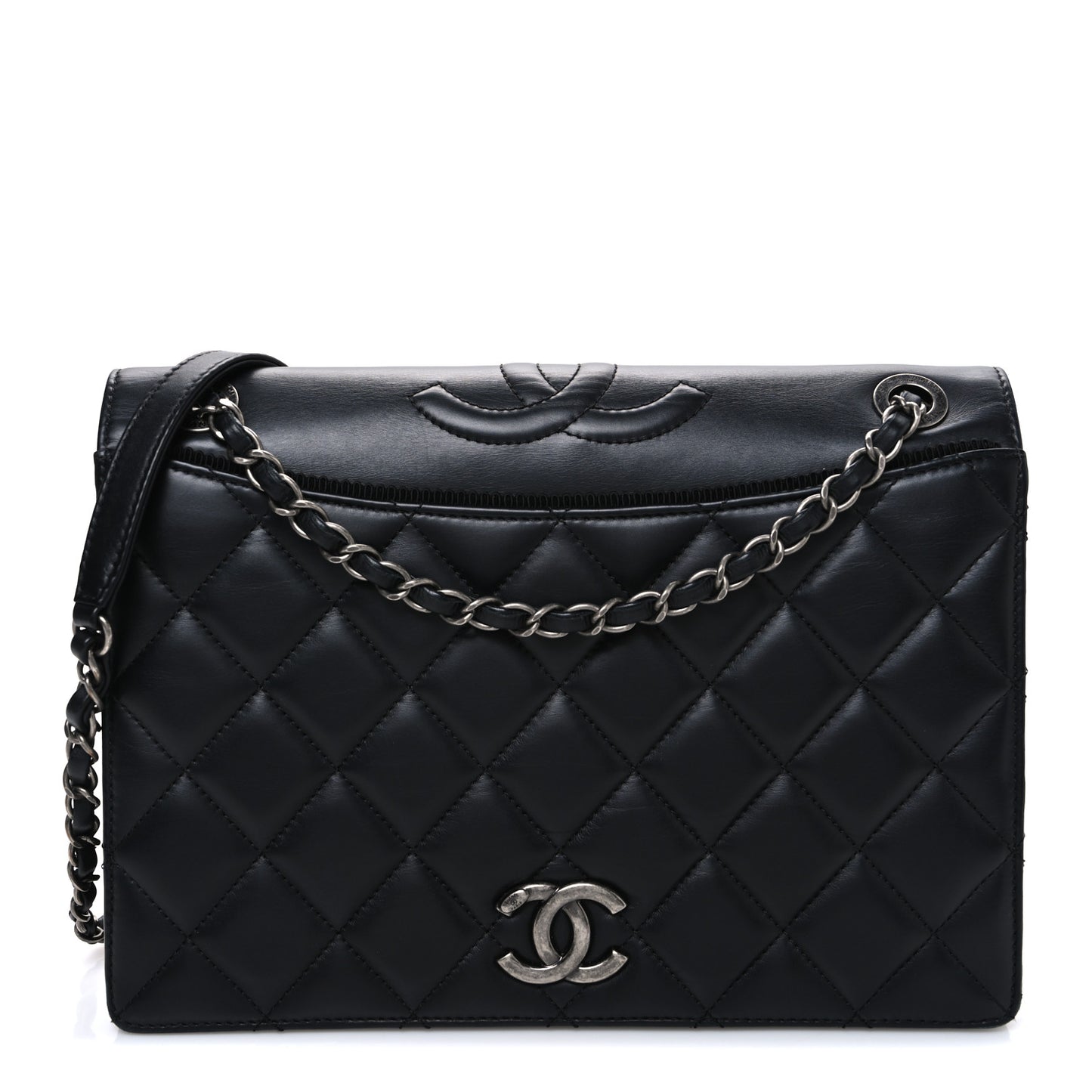 Calfskin Quilted Ballerine Flap Black