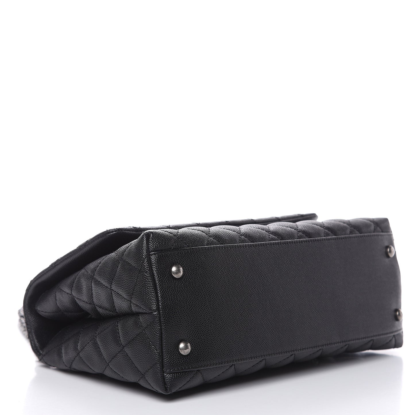 Caviar Lizard Quilted Small Coco Handle Flap Black