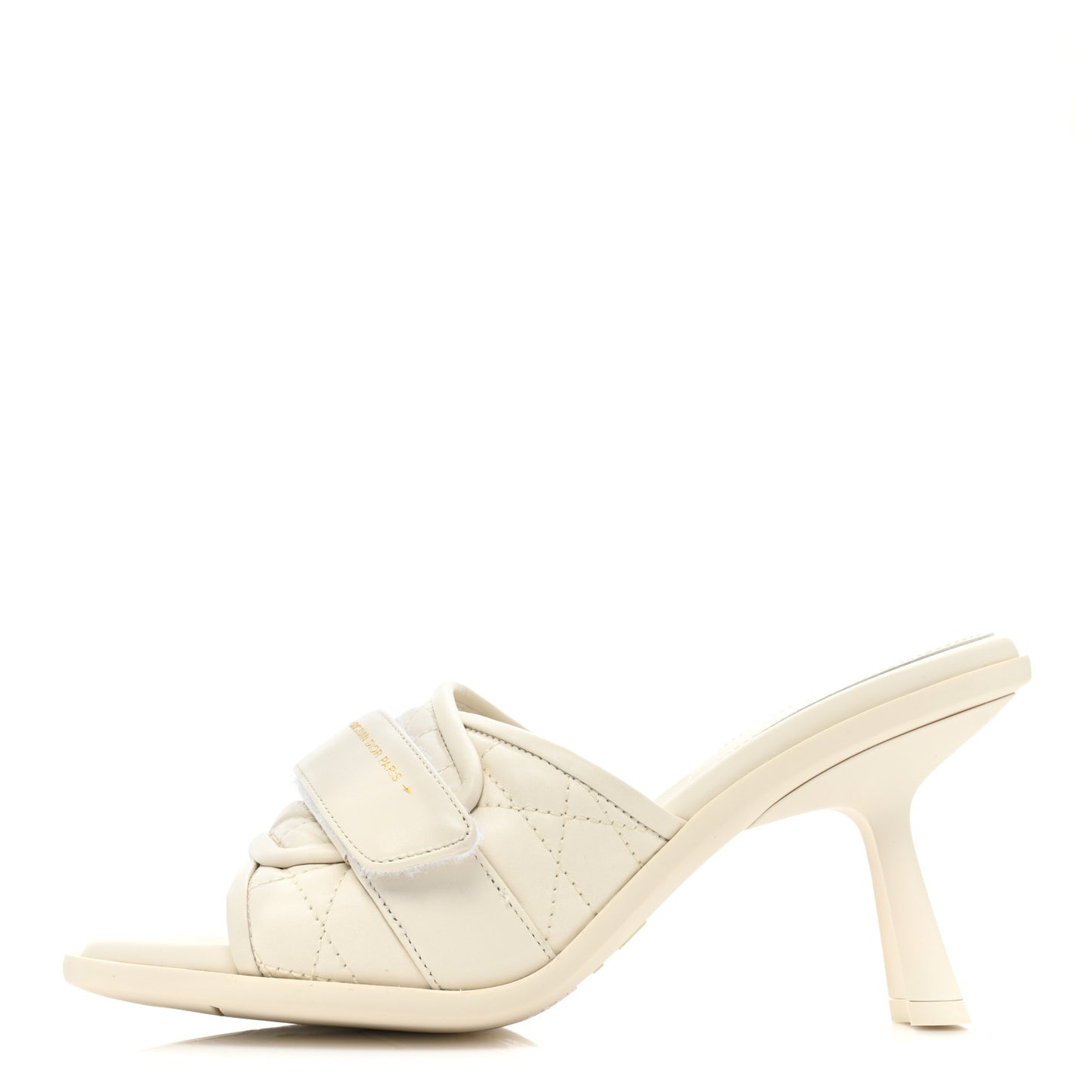 Calfskin Cannage Quilted Dio(r)evolution 80mm Slide Sandals 39 Off White