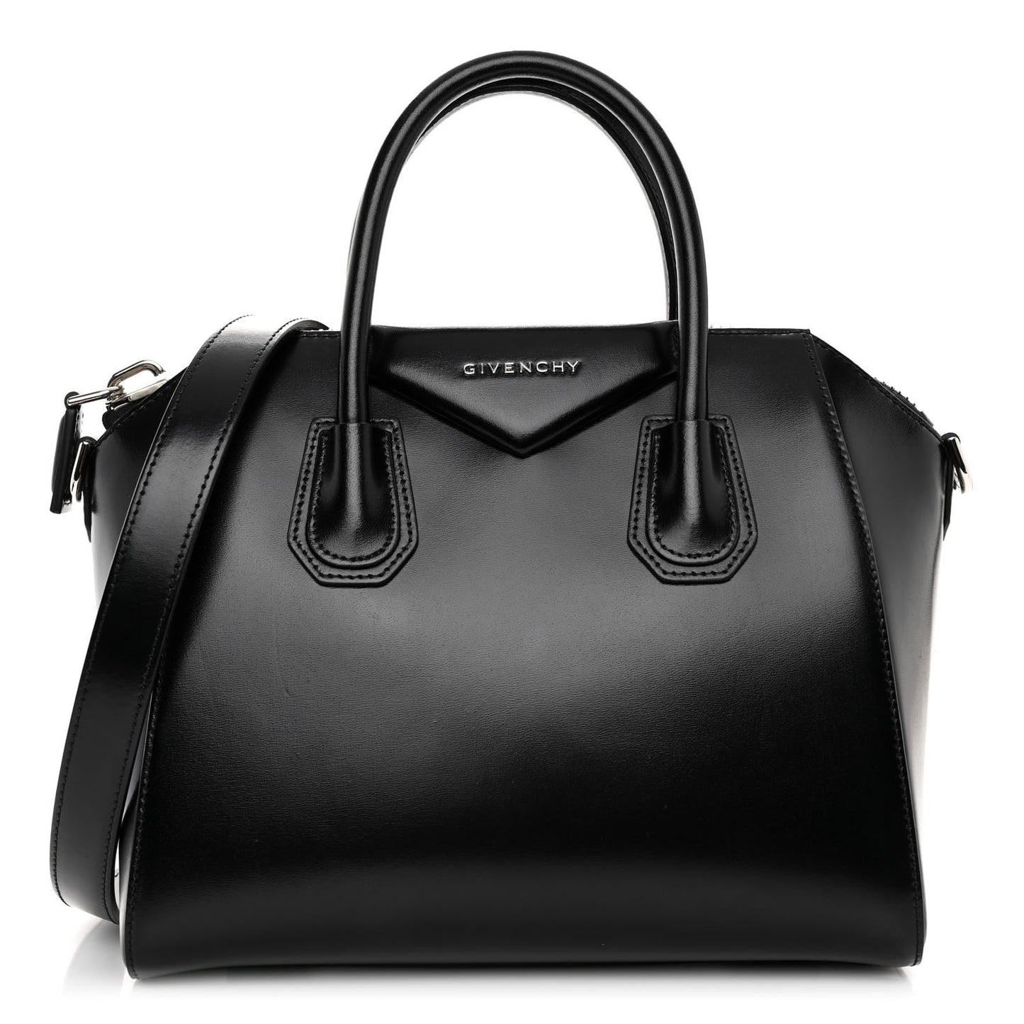 Shiny Lord Calfskin Small Antigona Black