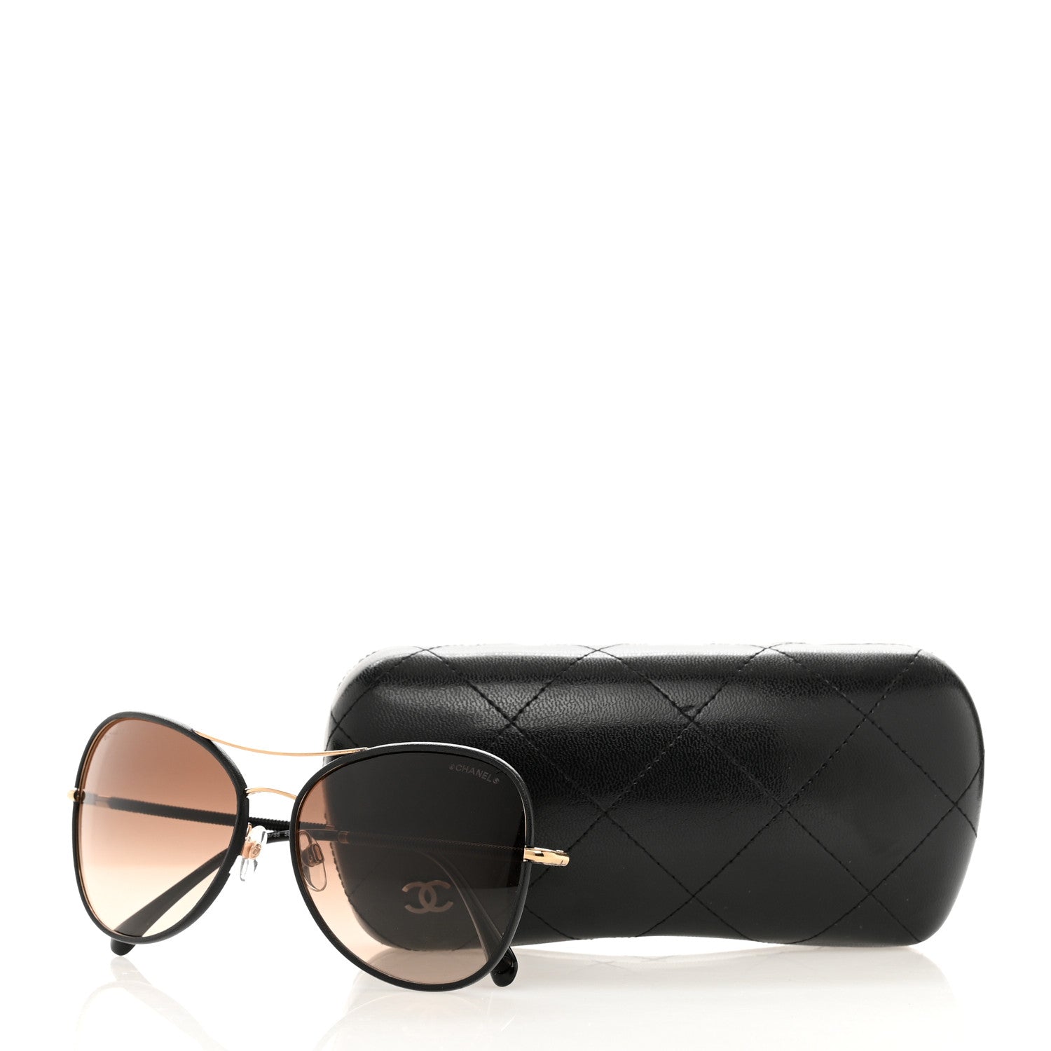 Chanel Metal Lambskin Pilot Fall Sunglasses 4227-Q Black 7 of 7