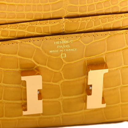 Hermes Shiny Alligator Constance Short Wallet Jaune Ambre 6 of 7