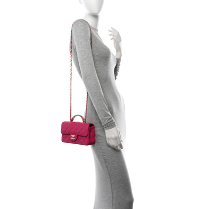 Chanel Lambskin Quilted Mini Crystal Top Handle Rectangular Flap Dark Pink 2 of 11