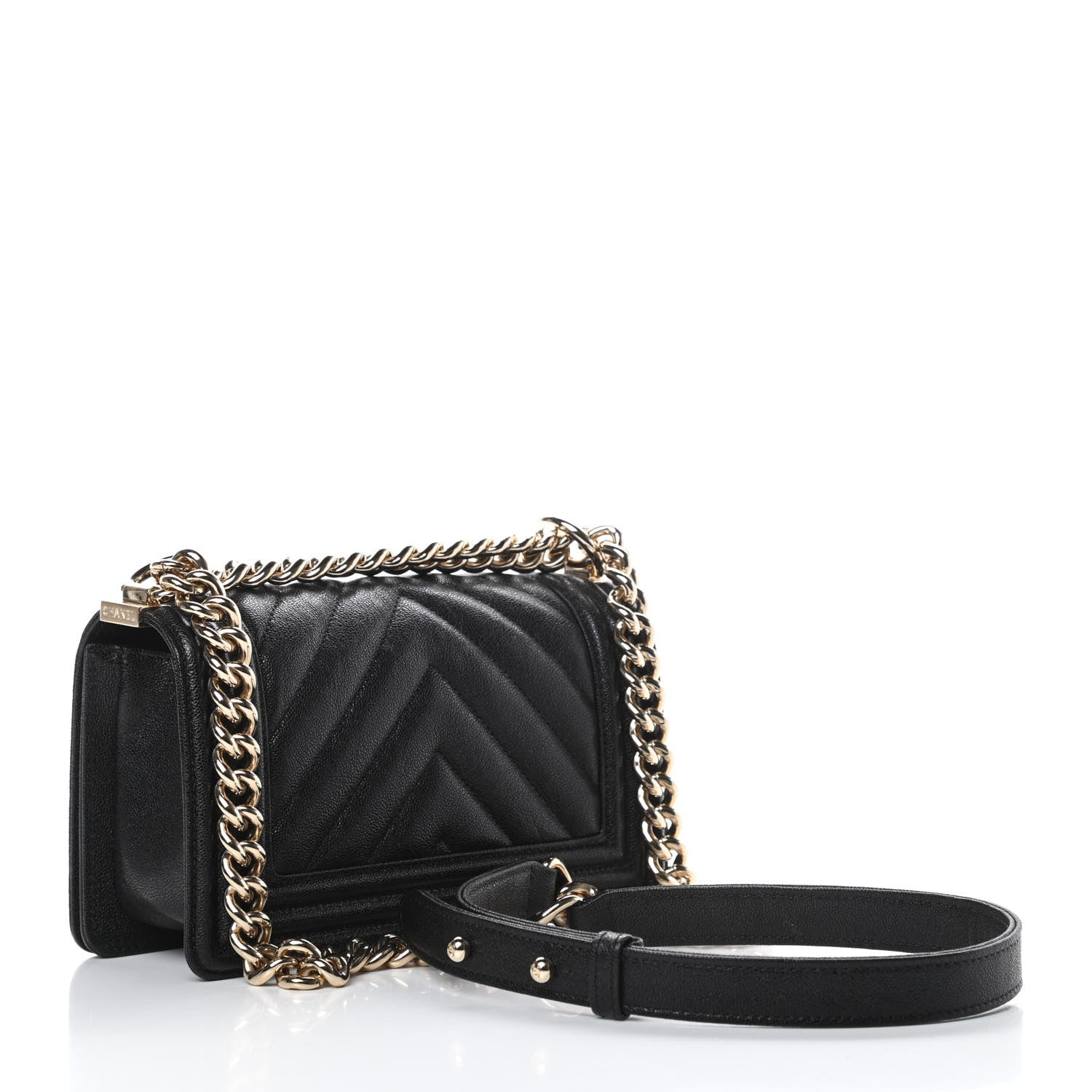Chanel Caviar Chevron Quilted Small Boy Flap Black 3 of 10