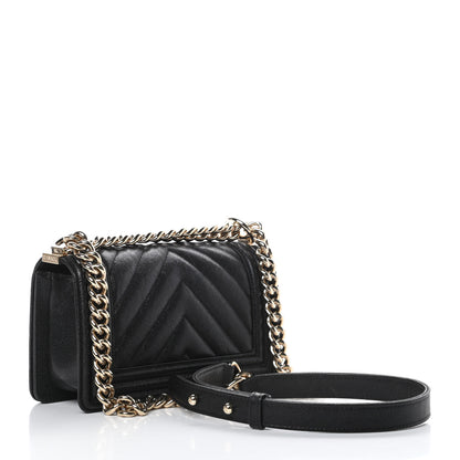 Chanel Caviar Chevron Quilted Small Boy Flap Black 3 of 10