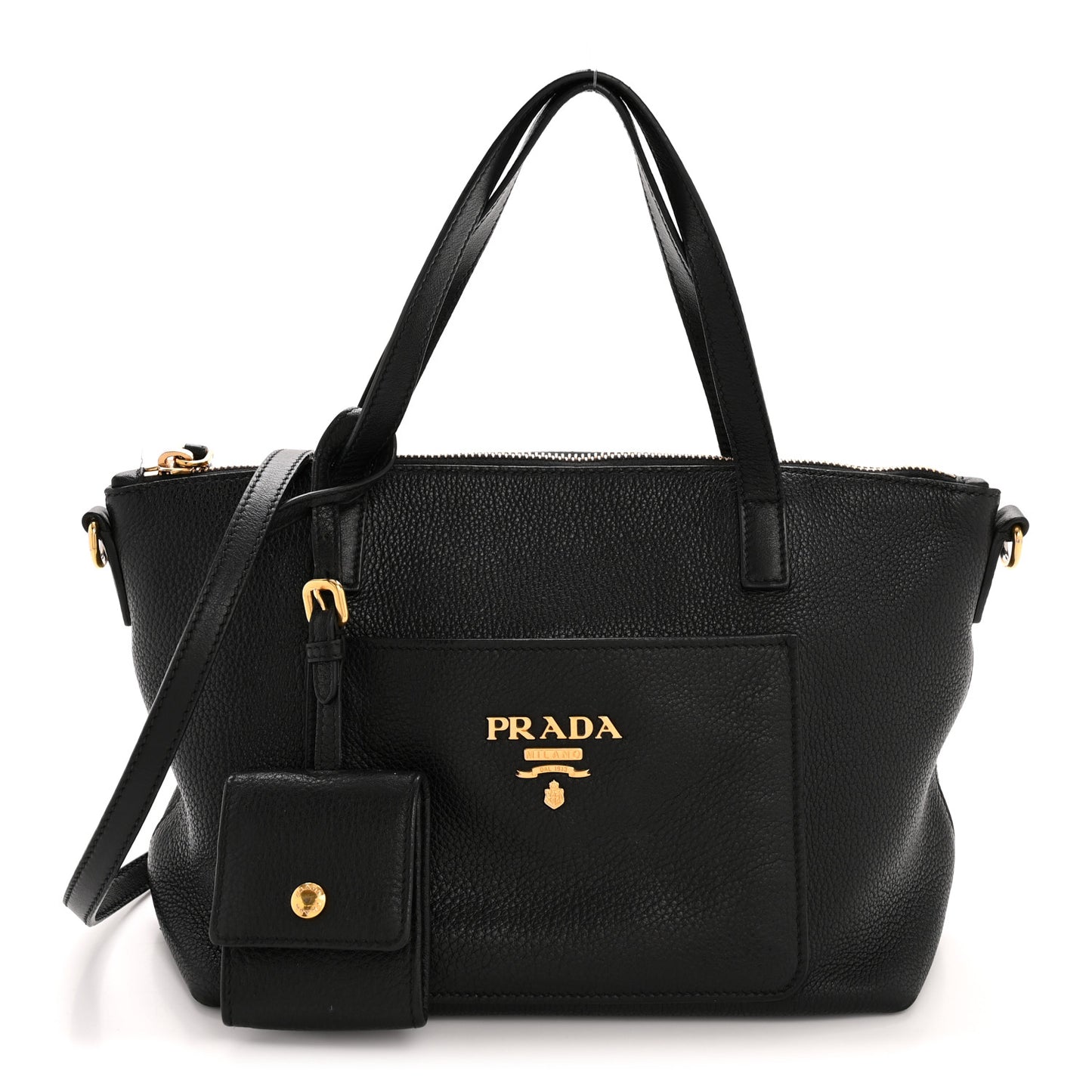 Vitello Daino Pocket Small Tote Black