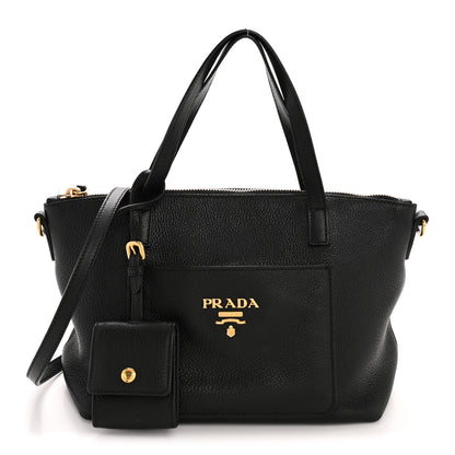 Prada Vitello Daino Pocket Small Tote Black 1 of 17