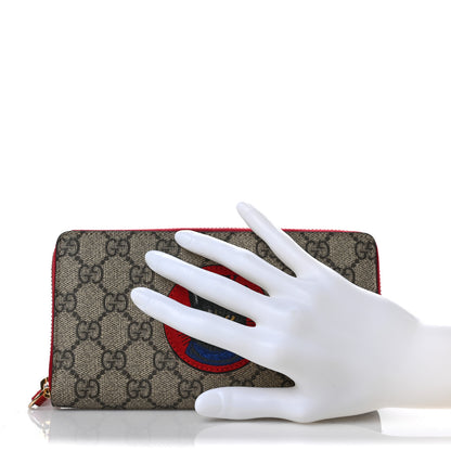 Gucci GG Supreme Monogram Mystic Cat Zip Around Wallet Red 2 of 7