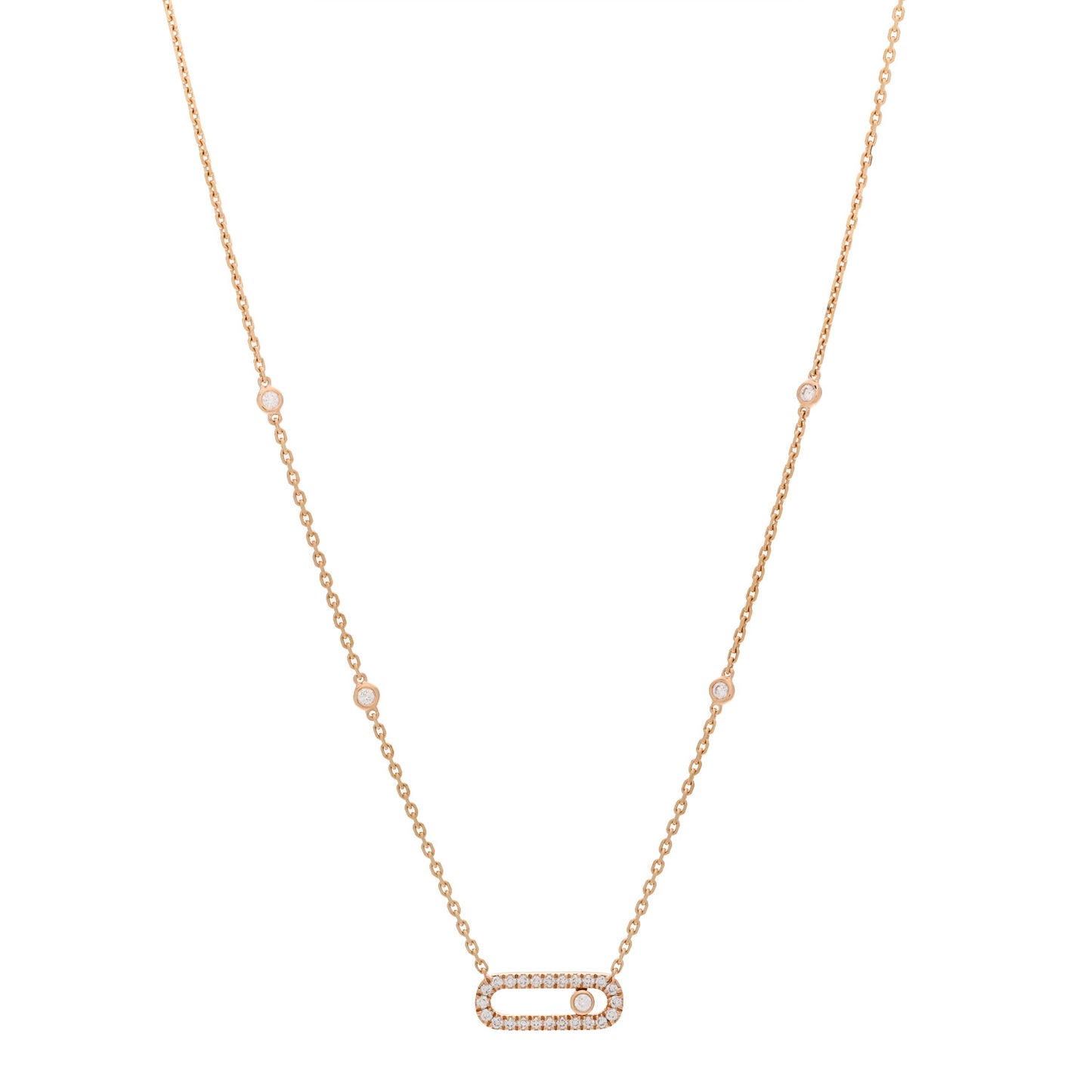 18K Rose Gold Diamond Move Uno Pave Necklace