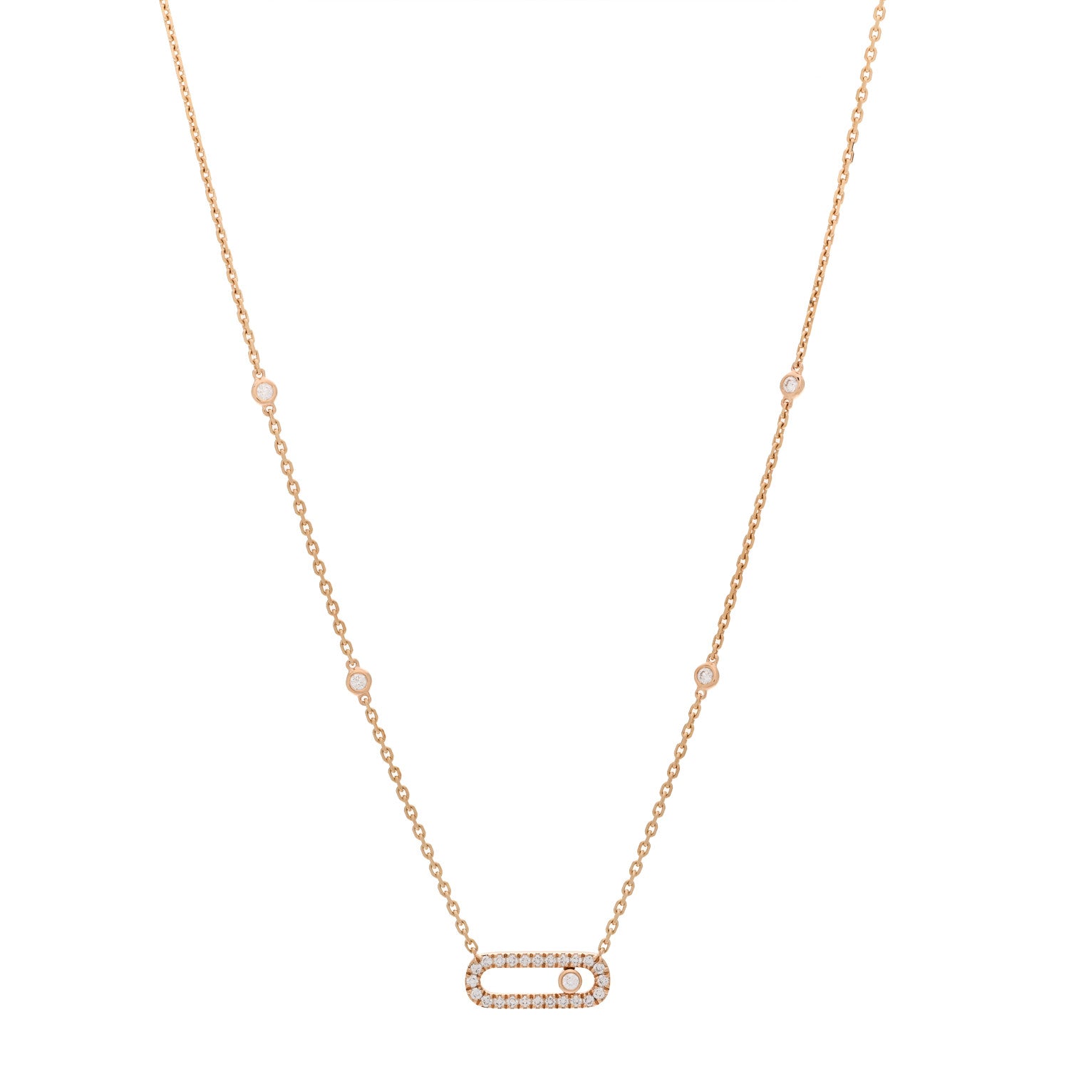 Messika 18K Rose Gold Diamond Move Uno Pave Necklace 1 of 5