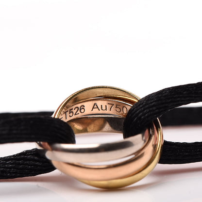Cartier 18K Pink Yellow White Gold Trinity Adjustable Cord Bracelet Black 4 of 6