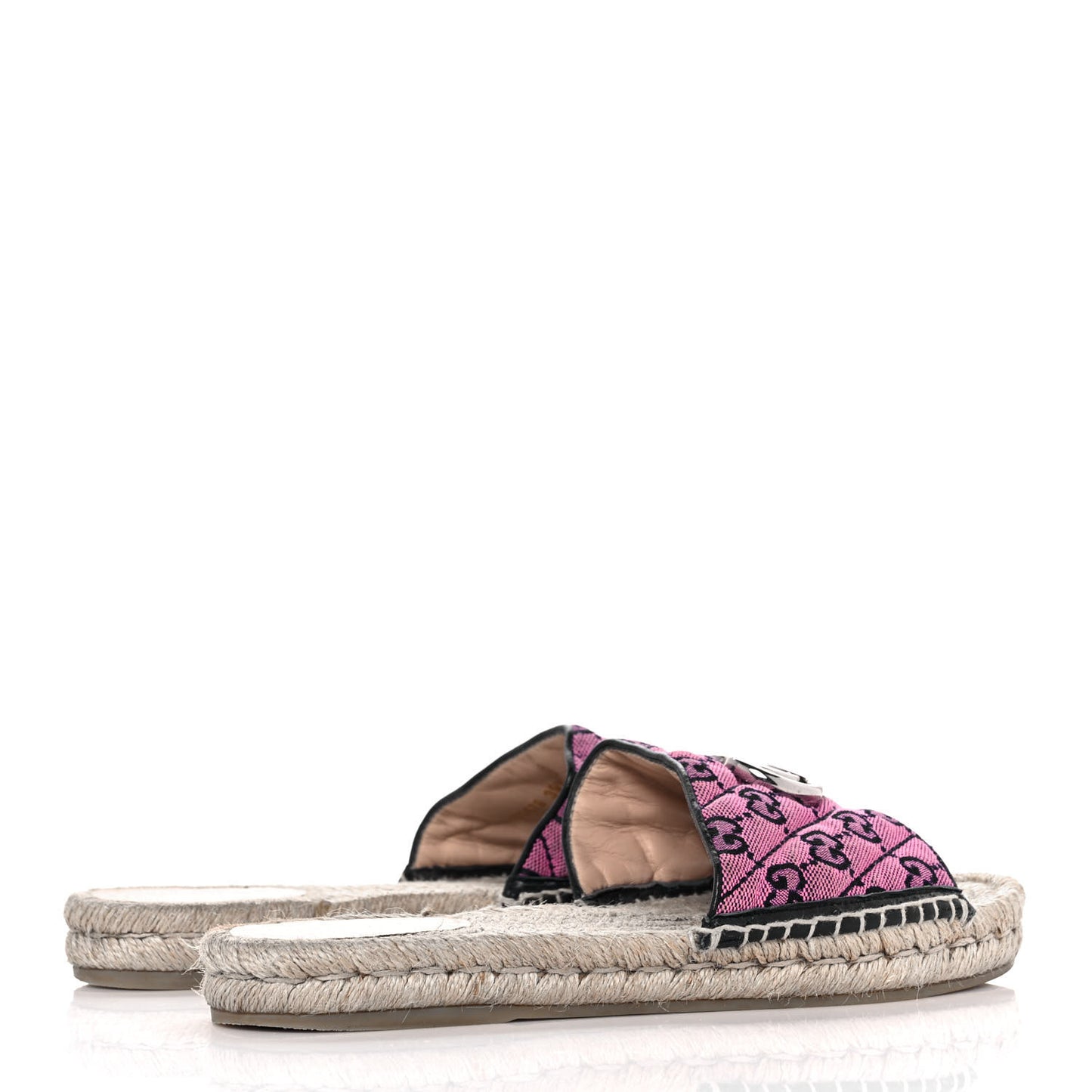 Monogram Multicolor Matelasse Diagonal GG Marmont Espadrille Slide Sandals 39.5 Pink Blue