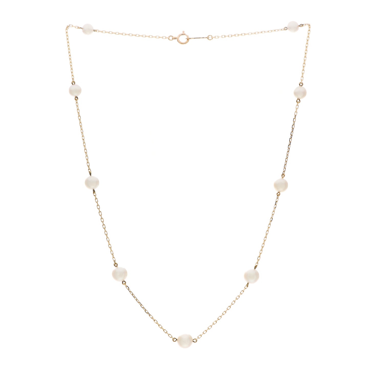 18K Yellow Gold Akoya Pearl 4.5-6mm Station Necklace