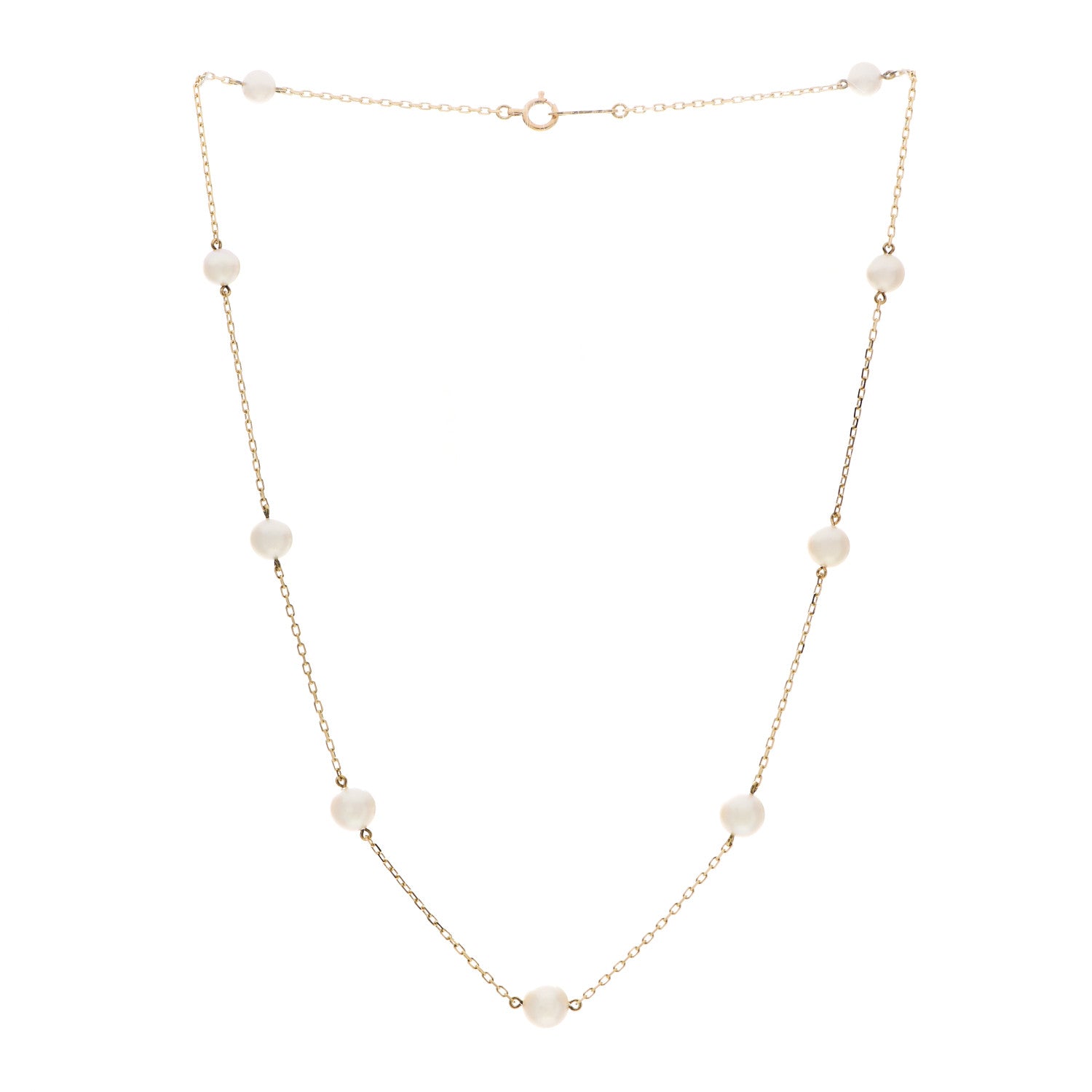 Mikimoto 18K Yellow Gold Akoya Pearl 4.5-6mm Station Necklace 3 of 5
