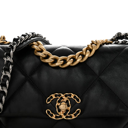 Chanel Shiny Goatskin Quilted Medium Chanel 19 Flap Black 8 of 11